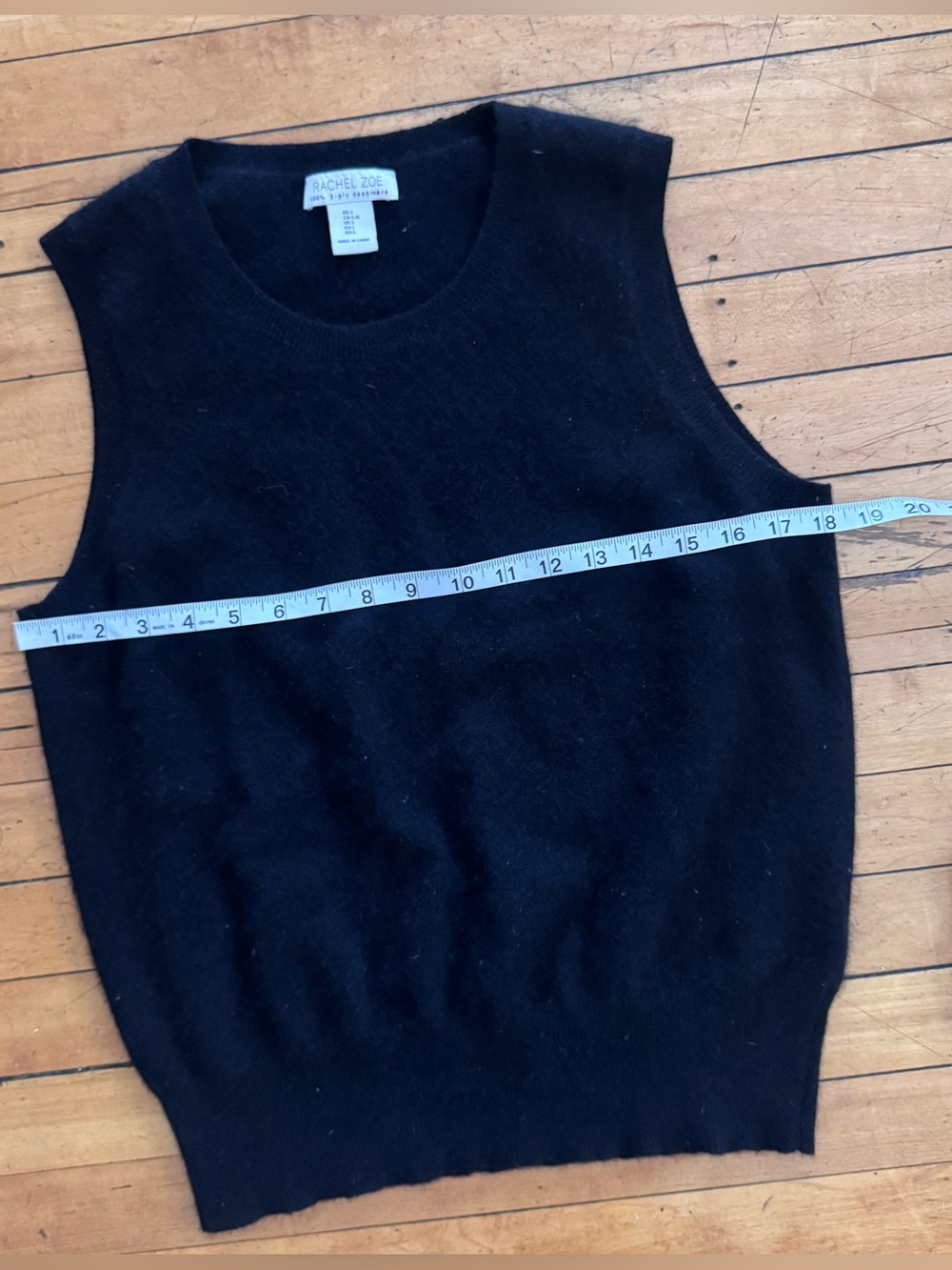 Rachel Zoe 100% 2 Ply Cashmere Black Sweater Vest large sleeveless crewneck - Picture 5 of 5